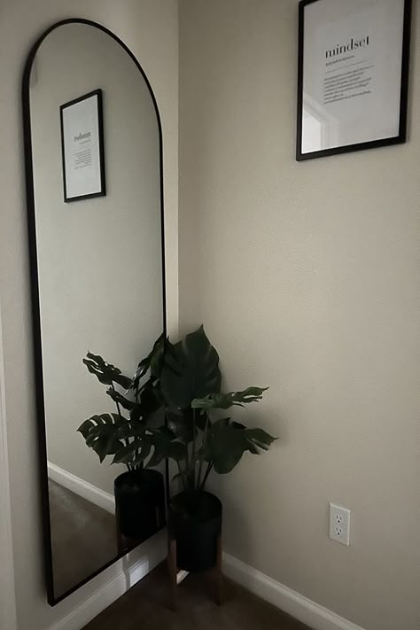 Mirror Corner In Bedroom, Room Body Mirror, Mirror Wall Bathroom Small Baths, Bedroom Mirror Full Length Aesthetic, Body Mirror On Wall, Full Body Wall Mirror, Full Mirror In Bedroom, Stand Up Mirror Living Room, Mirror Body