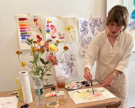 Watercolour Workshop Ideas, Art Studio Tour Video, Watercolor Art Paint & Paint Tools, Wedding Invitations Creative, Valley Watercolor, Helen Dealtry, Female Artist Painting In Studio, Helen Dealtry Watercolors, Watercolor Pattern Design