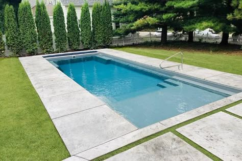 Imagine Pools, Tanning Ledge Pool, Rectangle Pool, Pools Backyard Inground, Fiberglass Swimming Pools, Pool Renovation, Pool Remodel, Small Pool Design, Rectangular Pool