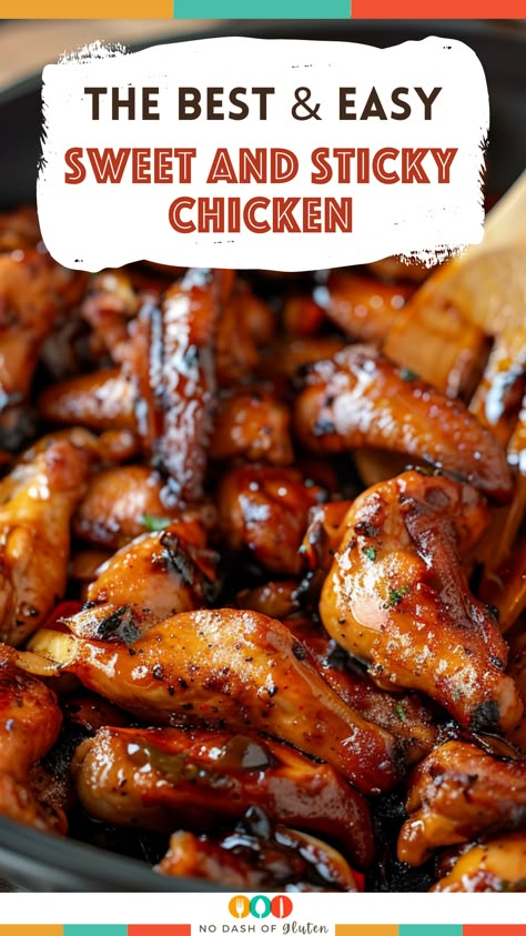 This Sweet and Sticky Chicken Recipe is a perfect blend of savory and sweet flavors. Juicy chicken thighs in a maple-balsamic sauce make for an irresistible dish. Ready in just 25 minutes, it’s ideal for weeknight dinners. Pin now and try it tonight! Sweet And Sticky Chicken Drumsticks, Easy Sticky Chicken Recipe, Boneless Skin Less Chicken Thigh Recipes, Skinless Chicken Thighs Recipes, Drumstick Marinade, Sticky Teriyaki Chicken, Maple Chicken Recipes, Chicken Drummies Recipes, Chicken Drumstick Marinade