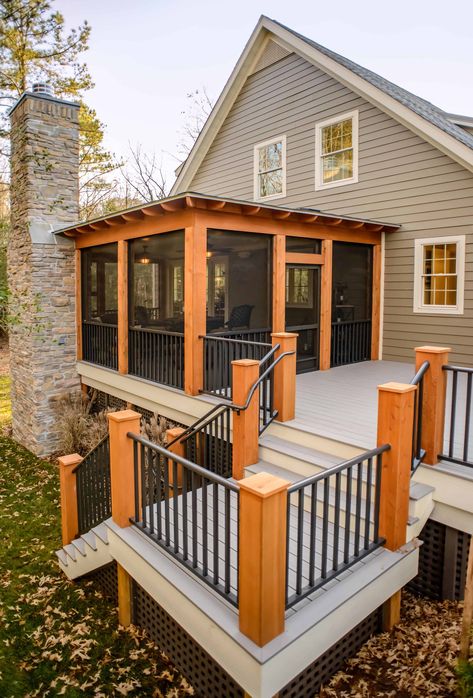 Kousa Creek: 2012 Southern Living Showcase Home - Traditional - Porch - DC Metro - by The Lewes Building Company | Houzz Transitional Screened In Porch, 2nd Floor Screened In Porch, Screened In Deck Ideas, Screened In Porch And Deck, Four Season Porch, Screened Deck, Traditional Porch, Screened Porch Designs, Screened In Deck