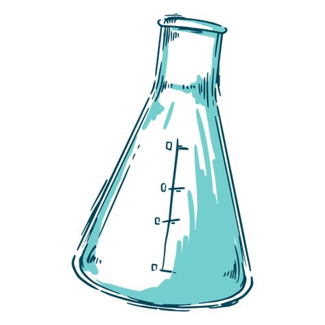 An Erlenmeyer flask for scientific work PNG Design Scientific Drawing Chemistry, Erlenmeyer Flask Drawing, Food Scientist Aesthetic, Cute Science Doodles, Experiment Aesthetic, Flask Drawing, Science Flask, Chemistry Drawing, Doodle Tattoos