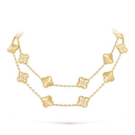 Vintage Alhambra long necklace, 20 motifs Yellow gold, Diamond- Van Cleef & Arpels Van Cleef Necklace, Outfit Elegant, Chic Fashionista, Van Cleef & Arpels, Van Cleef And Arpels, Clover Necklace, Gold Diamond Necklace, Luxury Bag, Expensive Jewelry