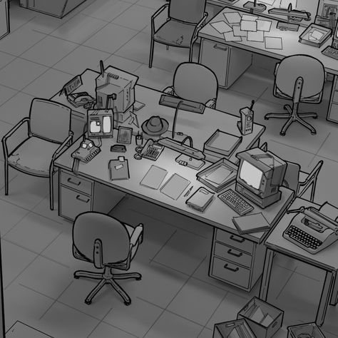 Office Reference, Office Drawing, Office Animation, Fantasy Police Station, Police Art Drawing, Office Illustration, Police Station Interior, Police Station Drawing, Police Headquarters