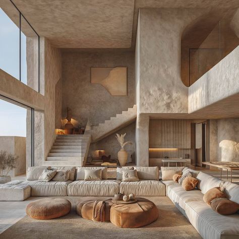 Home Inspo Luxury, Desert Modern Decor Living Room, Desert Beach House, Modern Desert Home Interiors Living Room, Desert Aesthetic Interior, Desert House Aesthetic, Home Structure Design, Desert House Interior, Natural Living Room Decor Ideas