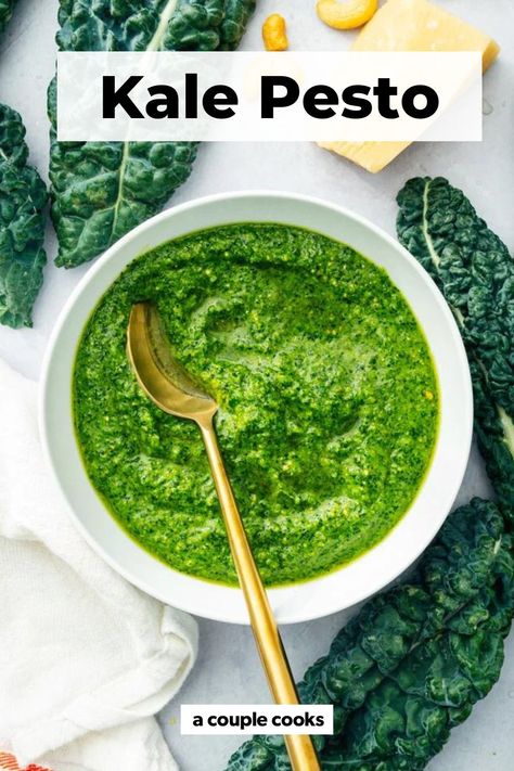 How To Freeze Kale, Recipes Kale, Kale Pesto Recipe, Shrimp Pesto Pasta, Freezing Kale, Pesto Salmon, Kale Caesar Salad, Arugula Pesto, Kale Pesto