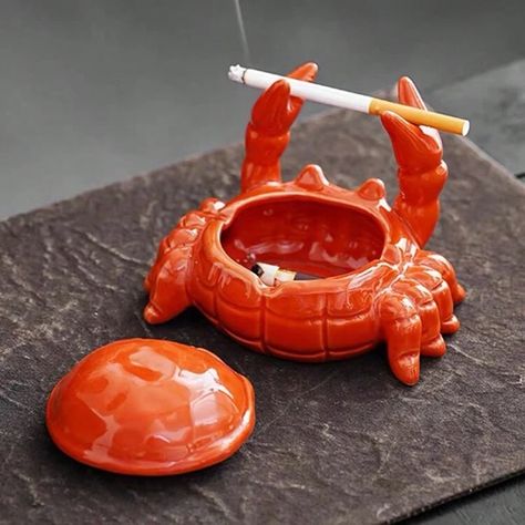 1pc Crab Ceramic Ashtray With Lid, Chinese Style Cute Desk Decor For Home & Office Use | SHEIN Ashtray With Lid, Cute Desk Decor, Chinese Home, Ceramic Ashtray, Cute Desk, Form Design, Ashtrays, 귀여운 동물, Shape Design