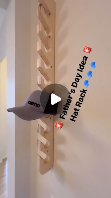 Three Seeds Shop on Instagram: "Would you like a 10 hat or 15 hat rack?  Stain colors: Natural or Chocolate  They come with keyholes at the back for easy hanging.  Send us a DM to order yours 😉 . #hatrack #fathersdaygifts #hatorganization #ballcap #dadlife #mudroommakeover #locallymade" Diy Hat Hanger Baseball Caps, Diy Baseball Hat Rack, Wooden Hat Holder, Hat Stands Diy Ideas, Diy Wood Hat Rack, Cap Rack Ideas, Hat Hanger Ideas, Ball Cap Storage Ideas, Hat Holder Diy