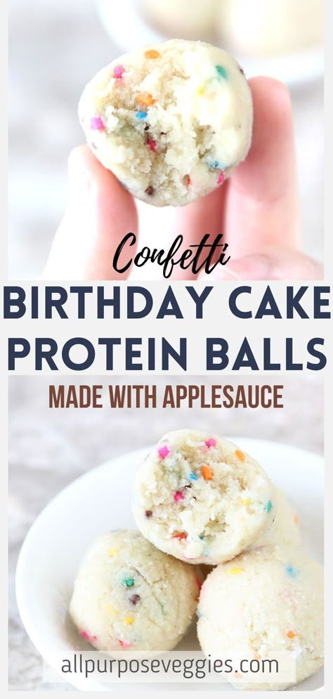 Birthday Cake Protein Balls, Cake Protein Balls, Birthday Cake Protein, Protein Balls Healthy, Protein Balls Recipes, Protein Baking, High Protein Desserts, Healthy Protein Snacks, Protein Powder Recipes