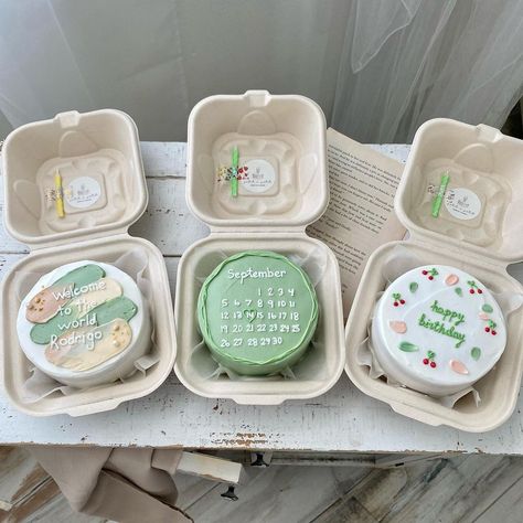 Korean Lunch Box, Lunch Cake, Bento Cakes, Mini Torte, Cake Decorating Icing, Korean Cake, Simple Cake Designs, Mini Cakes Birthday, Bento Cake