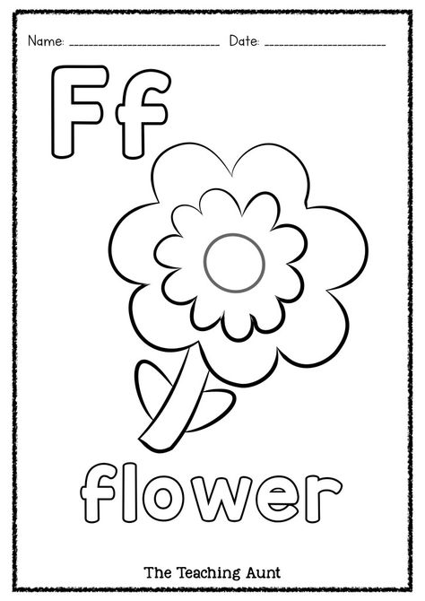 F is for Flower Art and Craft - The Teaching Aunt Flower Art And Craft, F Coloring Pages, F Is For Flower, Letter F Craft, Alphabet Wall Cards, Letter A Coloring Pages, Color Worksheets For Preschool, The Letter F, Coloring Worksheet