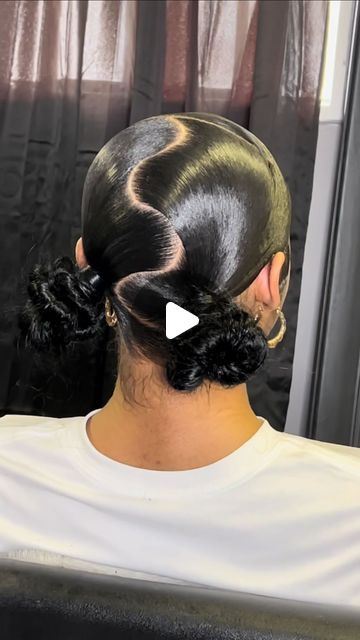 @sleekmeplz on Instagram: "double knot bun.   • • •  ms. really like det🤩  🖇️ link in bio for all booking inquiries.   versatile hairstylist | richmond, va 📍  #sleek #sleekponytail #knotbun #hair #ponytails #hair #style" 2 Sleek Buns With Weave, Ninja Knot Hairstyles, Top Knot With Swoop, Top Knot Bun Weave, Slick Back Two Ponytails, 2 Top Knot Buns, 2 Knot Buns, Two Back Buns, Slick Back Top Knot Bun