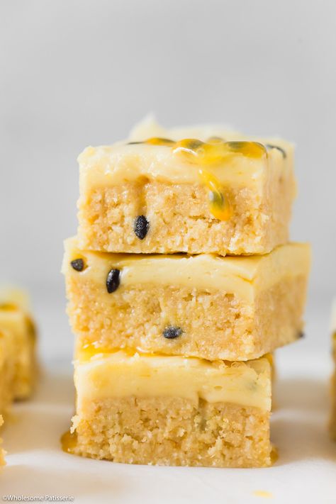 Easy Slice Recipes Simple, Slice Recipes Healthy, Passion Fruit Slice, Simple Slices Recipes, No Bake Slices Healthy, No Bake Slice Recipes, No Bake Slices Condensed Milk, Passionfruit Dessert Recipes, Passionfruit Bars