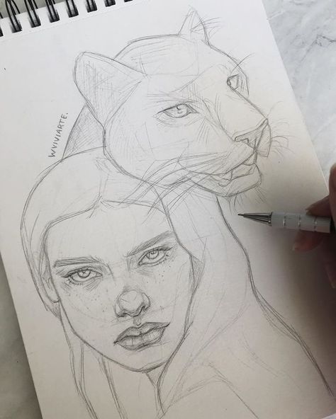 Drawings Portraits Pencil, Panther Sketch, Panther Woman, Panther Drawing, Drawing Ideas Pencil, Pencil Picture, Creative Drawings, Pencil Sketching, Panther Art