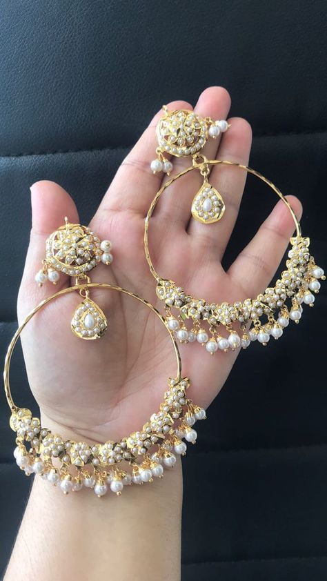 Beautiful Hyderabadi handcrafted bali Gold plated Repolishable Hyderabadi Jewellery, Hyderabadi Jewelry, Jewellery Styling, Wedding Jewellery Designs, Delicate Gold Jewelry, Makeup And Hairstyle, Bridal Jewellery Design, Desi Fashion Casual, Jewellery Indian