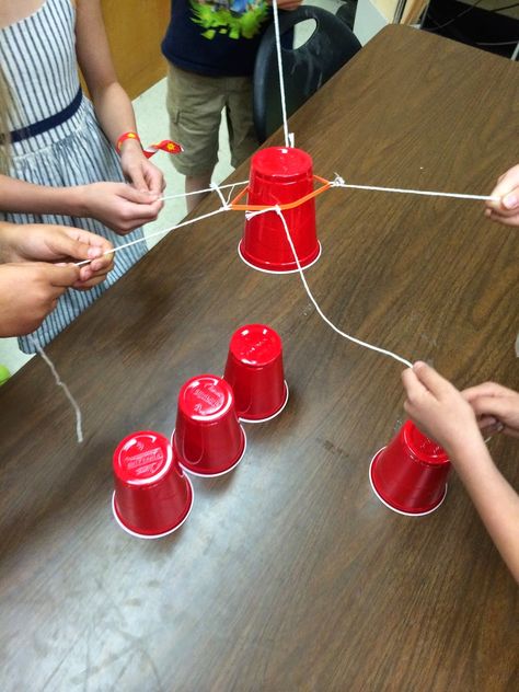 Ms. Sepp's Counselor Corner: Teamwork: Cup Stack Take 2 Ffa Projects, Teamwork Games, Teamwork Activities, The Science Penguin, Building Games For Kids, Fun Team Building Activities, Science Penguin, Team Building Games, Youth Games