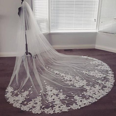 Cathedral Length Wedding Veil, Wedding Handfasting, Party Veil, Ivory Bridal Veil, Lace Veils Bridal, Dramatic Wedding, Cathedral Bridal Veils, Renewal Of Vows, S Wedding Dress