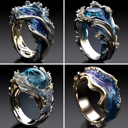 fotangonline Marine Jewelry, Sea Rings, Ring Party Jewelry, Resin Diamond, Finger Rings, Design Silver, Exquisite Jewelry, Accessories Unique, Womens Jewelry Rings