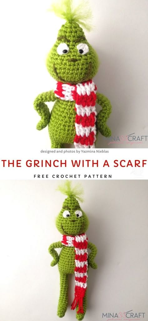 Grinch Inspired Crochet Ideas - Grinch Crochet, Crochet Grinch, Crochet Decorations, Crochet Christmas Hats, Crochet Eyes, Crochet Santa, Crochet Geek, Winter Crochet, Crochet Xmas