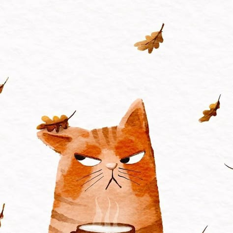 Fall Cat Illustration, Cat Faces Illustration, Easy Watercolor Illustration, Grumpy Cat Illustration, Cat Watercolor Illustration, Cat Watercolor Paintings Easy, Anya Illustration, Cute Watercolor Illustration, Simple Cat Illustration