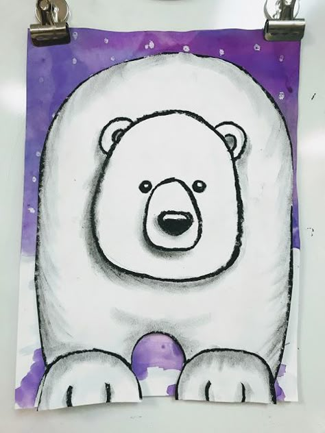 Elements of the Art Room: 2nd grade Polar Bears, elementary art lesson, winter art lesson for kids, art lesson for kids, #elementaryart #art #polarbear #artlesson #winterart #winter #value #2ndgradeart Art 2nd Grade, January Art, Classe D'art, Winter Art Lesson, First Grade Art, Art Spatial, Polar Bear Art, 2nd Grade Art, Winter Art Projects