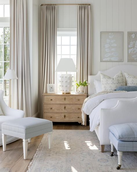 Bria Hammel Interiors (@briahammelinteriors) • Instagram photos and videos Parisian Country Home, Refined Classic Home, Bria Hammel Bedroom, Bedrooms With White Headboard, Bedroom Inspirations Master White Walls, Nordic French Interior Design, Megan Molten Bedroom, Gorgeous Interior Design, New England Charm Interior