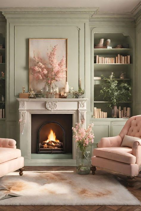 Girly Living Room, Victorian Living Room, Casa Vintage, Country Houses, Victorian House, Living Room Green, House Things, Kitchen Diner, Decor Home Living Room