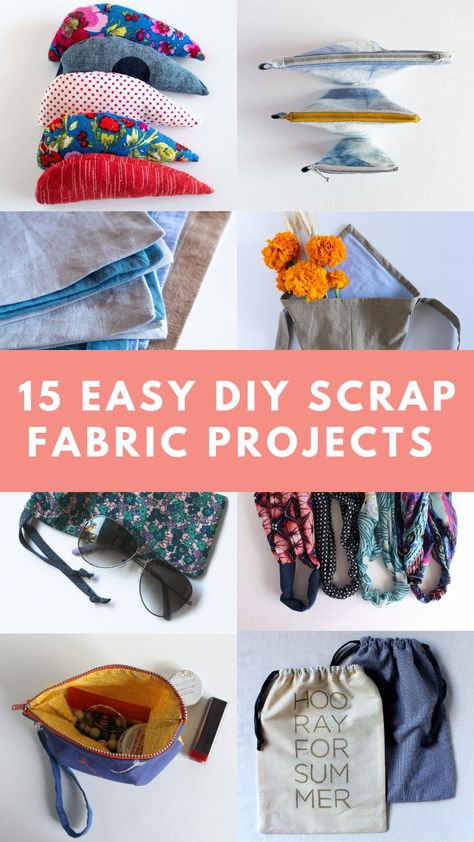 15 Fun & Things to Make with Fabric Crafts. Got fabric scraps lying around? Explore 15 fun and easy sewing projects to put them to good use! These fabric crafts feature simple sewing patterns, making them the perfect DIY and crafts idea for some enjoyable creativity. Sewing For Craft Fairs, Scrap Fabric Sewing Projects, Things To Make With Fabric, Scrap Fabric Ideas, Recycle Fabric Scraps, Simple Sewing Patterns, Fun Things To Make, Gifts To Sew, Leftover Fabric Crafts