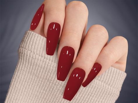 Transform your nails with our stunning Red Sangria Press on Nails! These custom hand-painted nails feature a deep, rich red shade reminiscent of a fine glass of sangria, perfect for any occasion from casual outings to formal events. 💅 See More Jewel Tone Colors here: 💅 https://www.etsy.com/shop/DawnElleDesigns?ref=search_shop_redirect§ion_id=49919739  See All the Nail Designs  dawnelledesigns.etsy.comYou will receive a full set of 10 nails in your size along with a complimentary gift of a nail Merlot Nails Acrylic, Bright Red Coffin Acrylic Nails, Fall Reds For Nails, Burgundy Pedicure Toenails, Wine Red Nail Polish, Red Wine Nails Design Burgundy, Wine Color Nail Ideas, Wine Red Nails Designs Fall, Deep Red Nail Color