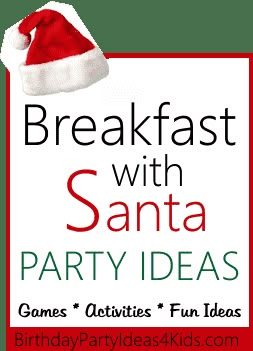 breakfast with santa birthday theme ideas Christmas Breakfast Party Decorations, Santa Brunch Ideas, Santa Meet And Greet Ideas, Santa Breakfast Ideas, Ward Christmas Breakfast Ideas, Christmas Morning Themed Party, Breakfast Themes, Santa Party Ideas, Santa Party For Kids