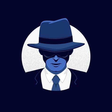 Mysterious gangster character Free Vecto... | Free Vector #Freepik #freevector #man Man Character, Blue