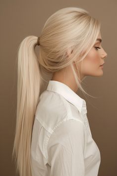 White Honey Blonde Hair, Icy Cool Blonde Hair Color, Cool Platinum Blonde Hair, Hair Color Icy Blonde, Honey Platinum Blonde, Warm Platinum Blonde Hair, Blonde Hair Ponytail, Blonde Platinum Hair, Long Platinum Blonde Hair