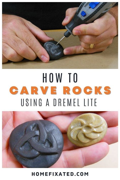 A great tool for a great how to project. Learn all about dremel lite. #homefixated Dremel Projects Beginner, Dremel Stone Carving Tools, Diy With Dremel, Wood Engraving Diy Dremel Tool, Dremel Pen Projects, Stone Art Carving, Dremel Diy Projects, Dremel Stone Carving Ideas, Dremel Rock Carving