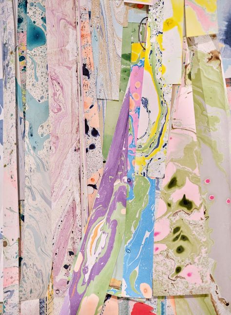 Inside the technicolour world of marbled paper specialist Nat Maks | House & Garden Marble Paper Craft, Marbleized Paper, Camberwell College Of Arts, Paper Marbling, Japanese Screen, Marbled Paper, Traditional Japanese Art, Marble Paper, House Garden