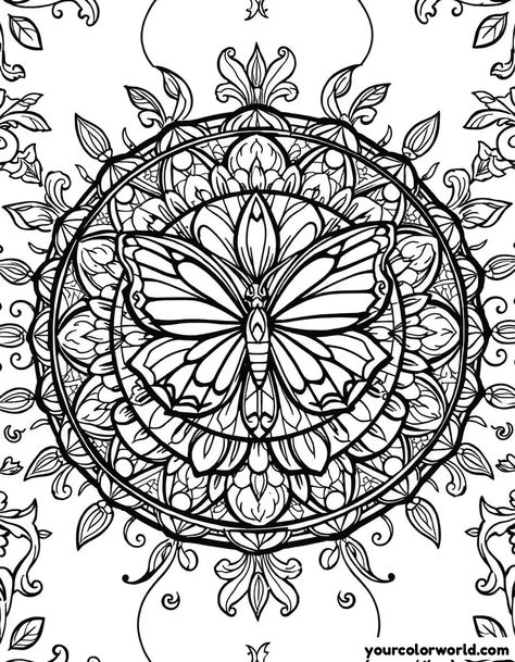 Discover the mesmerizing beauty of our intricate mandala coloring page, featuring a stunning butterfly enveloped by detailed floral and geometric patterns. Perfect for both kids and adults, this printable page offers a free, aesthetic escape into a world of creativity and relaxation. Elevate your coloring experience with this captivating design—ideal for a calming artistic session or a fun activity for the little ones. Download your free coloring page today and let your imagination soar! Mandala Printable, Butterfly Mandala, Intricate Mandala, Free Aesthetic, Mesmerizing Beauty, Mandala Coloring Pages, Free Printable Coloring, Free Printable Coloring Pages, Mandala Coloring