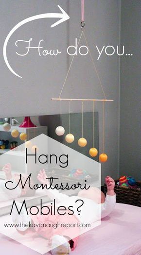 How do you Hang Your Montessori Mobiles? Easy, practical tips for hanging mobiles for Montessori babies. Montessori Baby Activities, Montessori Infant Room, Montessori Mobile, Montessori Parenting, Infant Classroom, Montessori Diy, Baby Montessori, Montessori Room, Montessori Baby Toys