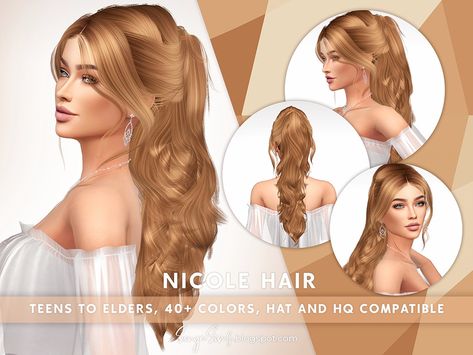 Sims 4 Womens Hair, Sims 4 Woman Hair, Sims 4 Hair Long, Sims 4 Cc Wedding Hair, Long Hair Cc Sims 4, Sims 4 Wedding Hair, Mods The Sims 4 Hair, The Sims 4 Cc Hairstyles, Cabelos The Sims 4