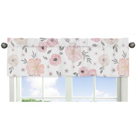 Sweet Jojo Designs Blush Pink, Grey and White Watercolor Floral Collection Window Curtain Valance, Pink/Grey And White pink/ grey and white (Microfiber) Pink Grey And White Bedroom, Bedroom Pink And White, Pink And White Bedroom Ideas, Bedroom Designs For Small Rooms, White And Pink Bedroom, Designs For Small Rooms, Pink And Gold Bedroom, Pink And White Bedroom, Grey And White Bedroom