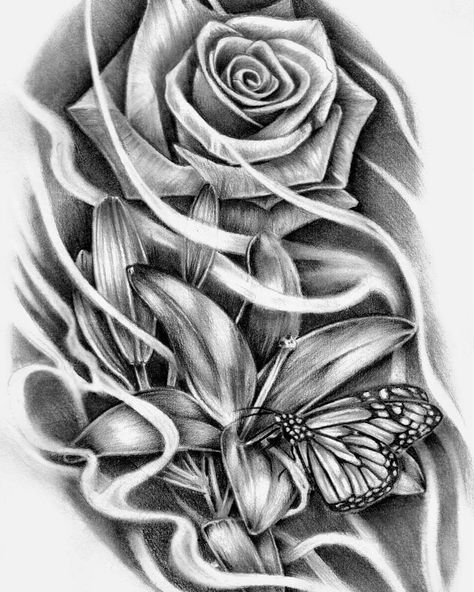 Lilly And Rose Tattoo, Tattoo For Grandma, Lily Tattoos, Lillies Tattoo, Hip Thigh Tattoos, Lilly Flower, Lily Tattoo, Dope Tattoos For Women, Thigh Tattoos