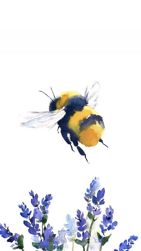 Bee Painting, Watercolor Paintings For Beginners, Diy Watercolor Painting, Watercolor Paintings Easy, Watercolor Flower Art, Watercolor Painting Techniques, 수채화 그림, Bee Art, Watercolor Art Lessons