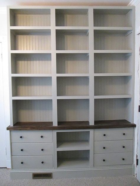 Bookshelves With Drawers, Room Organization Shelves, Ikea Wall Units, Bookcases Ideas, Ikea Storage Units, Shelves Ikea, Ideas For Craft Room, Wardrobe Shelving, Ikea Rast Hack