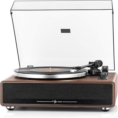 Amazon.com: 1 by ONE High Fidelity Belt Drive Turntable with Built-in Speakers, Vinyl Record Player with Magnetic Cartridge, Bluetooth Playback and Aux-in Functionality, Auto Off : Electronics Turntable Cartridge, Record Player Stand, Vinyl Record Player, Powered Speakers, Audio Technica, Record Players, Belt Drive, High Fidelity, 45 Rpm