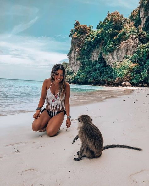 Magnificent Nature😍 I want a monkey like this one! Spot: Phi Phi Islands . All thanks to @fridasaintmartin (IG) for such a wonderful shot. . . . #geardoctors      #hiking      #adventure      #mountains      #landscape      #roadtrip      #nature      #camp      #wildlife      #explore Monkey Beach Thailand, Thailand Pics, Outfit Viaje, Trip Vision Board, Phuket Resorts, Thailand Itinerary, Koh Phi Phi, Holiday Pics, Island Outfit