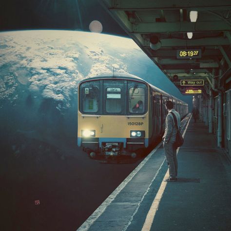 “Around the Earth” Futurisme Retro, Rocket Power, Psy Art, Surreal Collage, 판타지 아트, Trippy Art, Retro Futurism, Anaheim, A Train