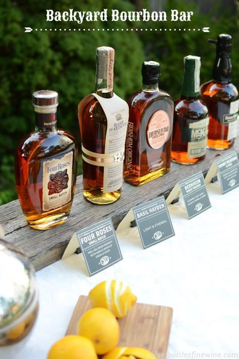 How to Set Up a Backyard Bourbon Bar | Drink | A Wine, Beer & Spirit Blog by Bottles Festa Jack Daniels, Whiskey Tasting Party, Backyard Party Food, Bourbon Tasting, Bourbon Bar, Whiskey Tasting, Whisky Tasting, Drink Bar, Whiskey Bar