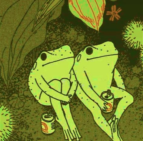 Hippie Pfp Aesthetic, Green Funky Art, Aesthetic Green Cartoon, Goblincore Aesthetic Art, Sapo Aesthetic, Froggy Pfp, Goblincore Pfp, Green Pfp Aesthetic, Hippie Widgets