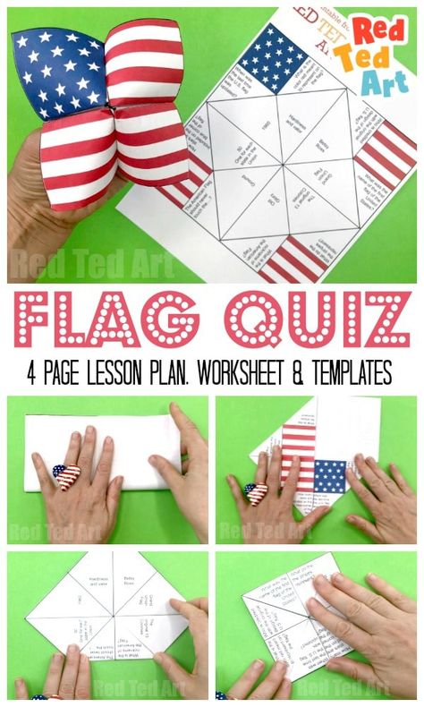 Cootie Catcher Printable, Printable American Flag, American Flag Craft, July Activities For Kids, Memorial Day Activities, American Flag Crafts, Fourth Of July Crafts For Kids, Kids Paper Crafts, July Activities