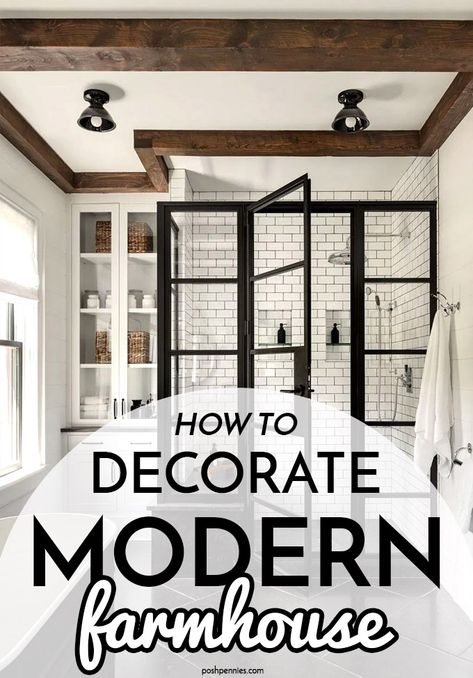 Farmhouse And Modern Decor, Modern Farmhouse With Dark Floors, Modern Black Farmhouse Interior, Modern Farm Decor Ideas, Modern Farmhouse Remodel Ideas, Industrial Farmhouse Ideas, Home Inspo Modern Farmhouse, Modern Farmhouse Home Interiors, Farmhouse Decor With Black Accents