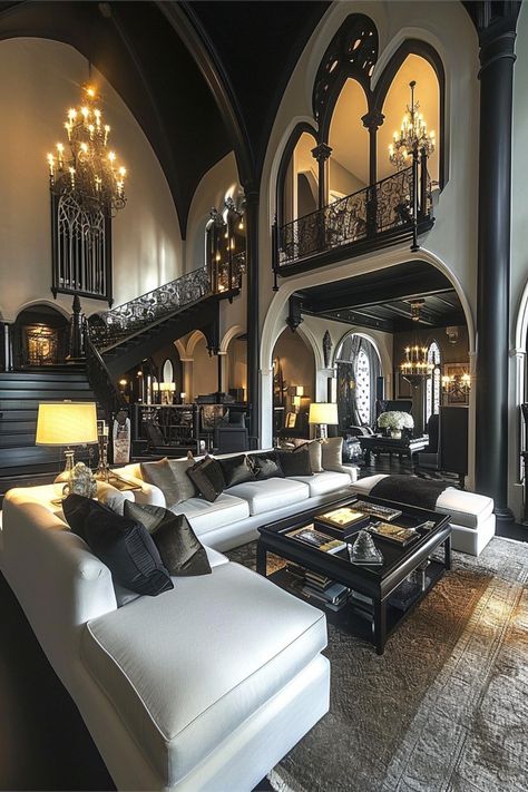 Casa Rock, Gothic Interior Design, Luxurious Living Rooms, Gothic Interior, Open Concept Living Room, Dream Life House, Goth Home, Dark Home Decor, Design Salon