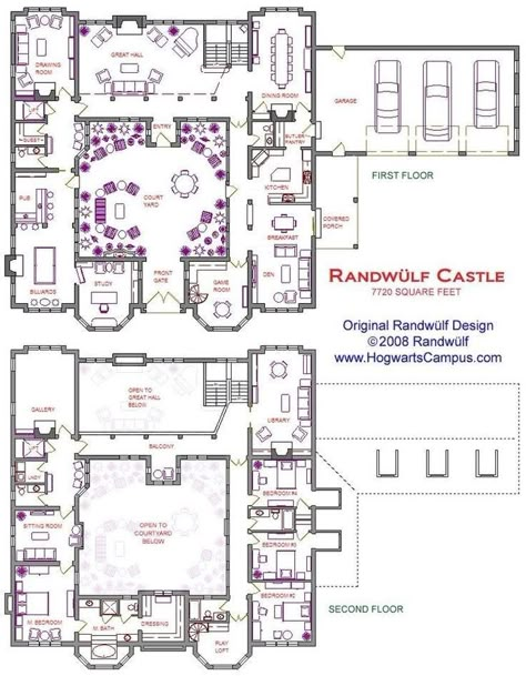 Tiny Castle, Castle Layout, Castle House Plans, Castle Plans, Castle Floor Plan, Mansion Floor Plan, Courtyard House Plans, Casas Coloniales, Sims Houses